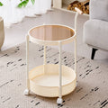 Rolling Side Table with Two Tiers and Brown Tempered Glass - view 4