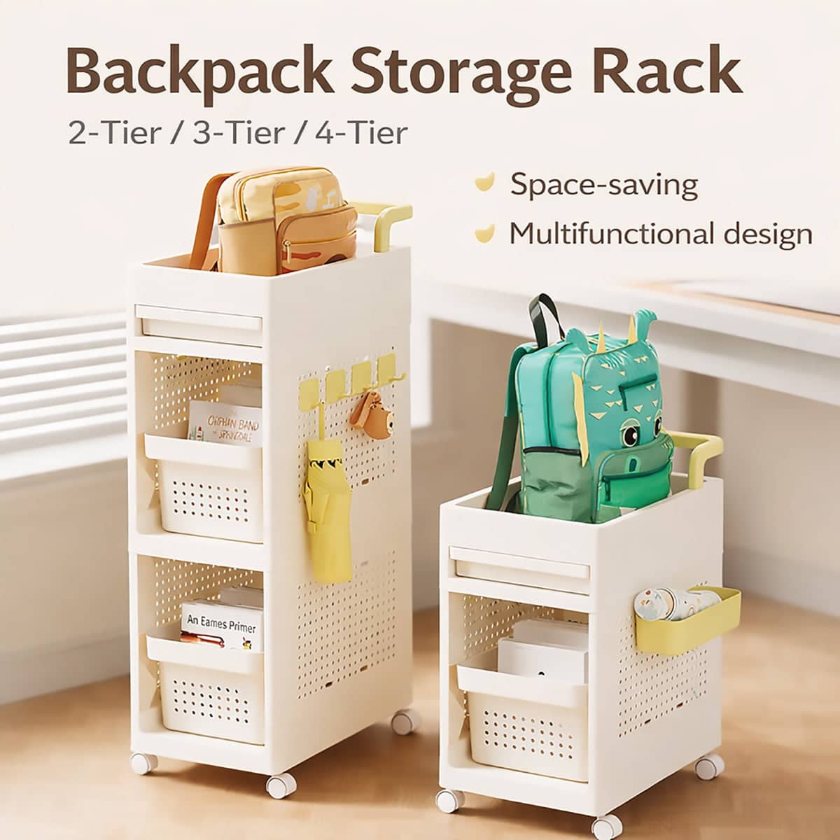 Rolling Storage Trolley Cart with Wheels - 3 Layer, 88 cm High - view 5