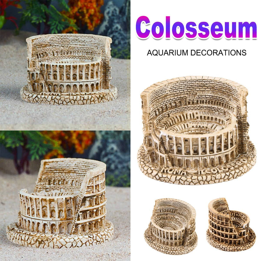 Roman Colosseum Resin Ornament for Fish Tanks, Bonsai and Landscape Scenes, Antique White