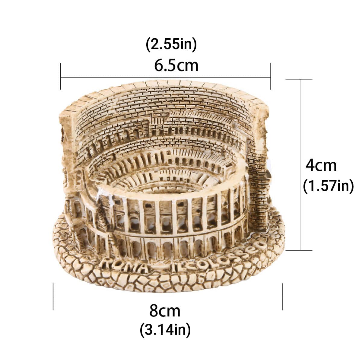 Roman Colosseum Resin Ornament for Fish Tanks, Bonsai and Landscape Scenes, Antique White - view 3
