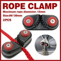 Rope Clamp Set, 2 Pack, Aluminium Alloy, Black, 86 x 38mm