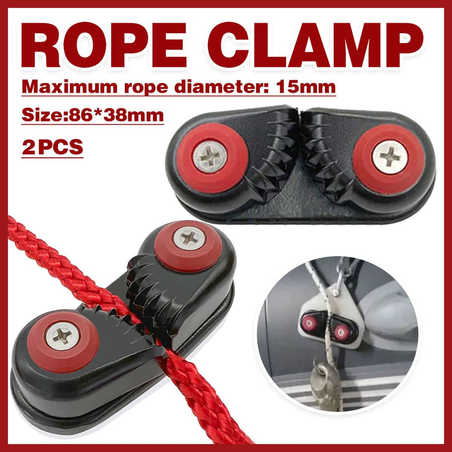 Rope Clamp Set, 2 Pack, Aluminium Alloy, Black, 86 x 38mm