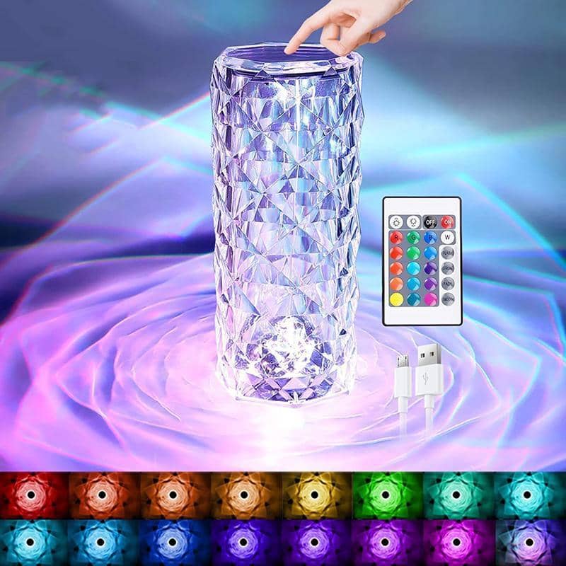 Rose Crystal Table Lamp, 16 Colour LED Night Light with Remote - view 5
