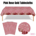 Rose Gold Disposable Waterproof PE Party Tablecloths - Pack of 3