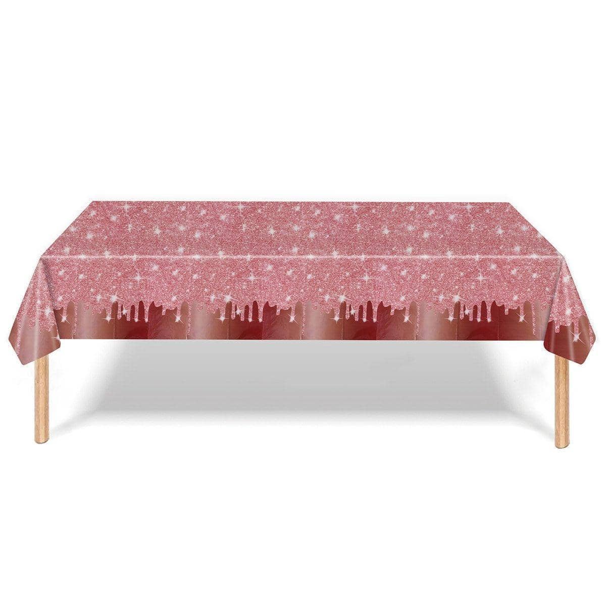 Rose Gold Disposable Waterproof PE Party Tablecloths - Pack of 3 - view 2