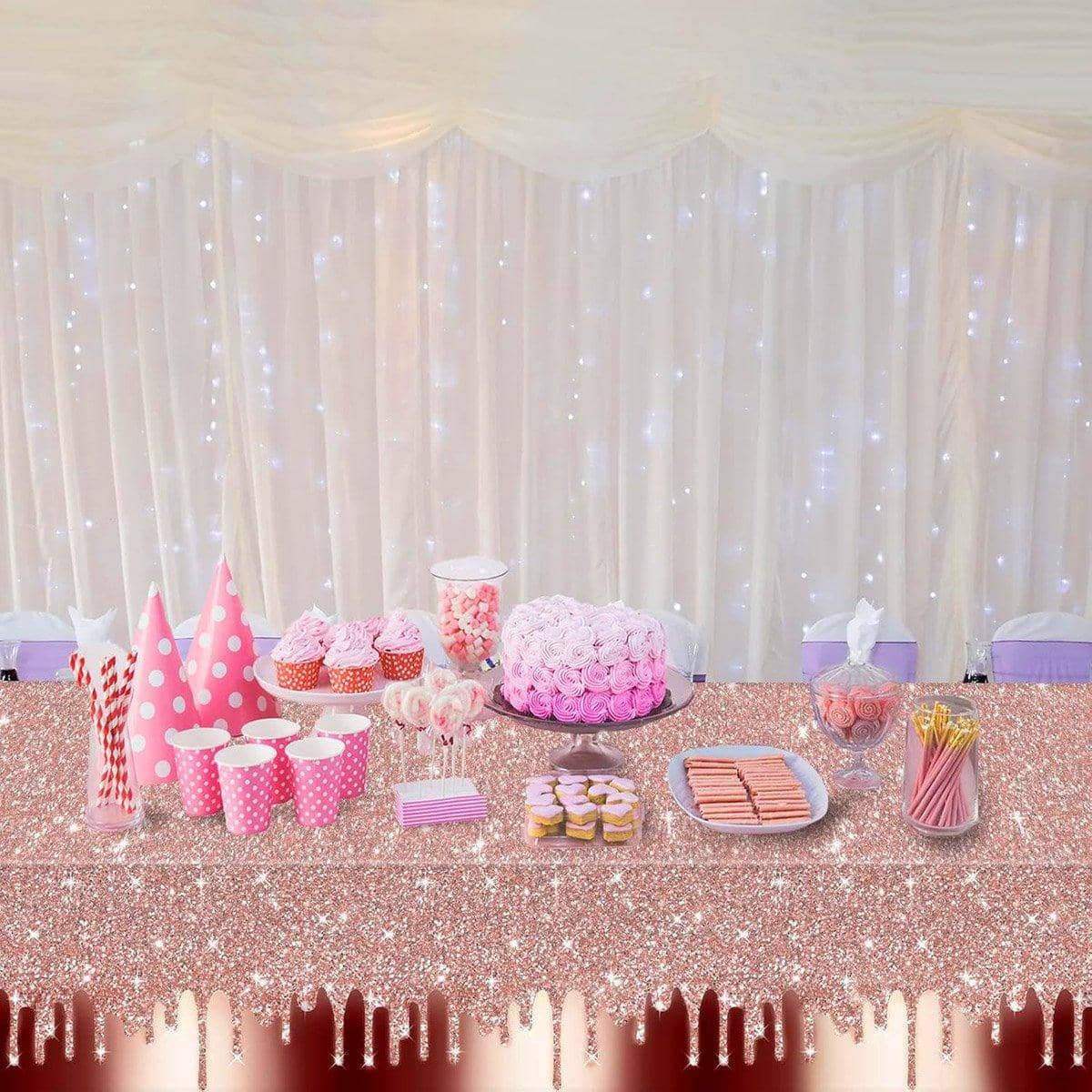Rose Gold Disposable Waterproof PE Party Tablecloths - Pack of 3 - view 5