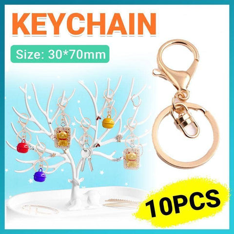 Rose Gold Swivel Lobster Clasp Keyrings with Split Rings, Pack of 10
