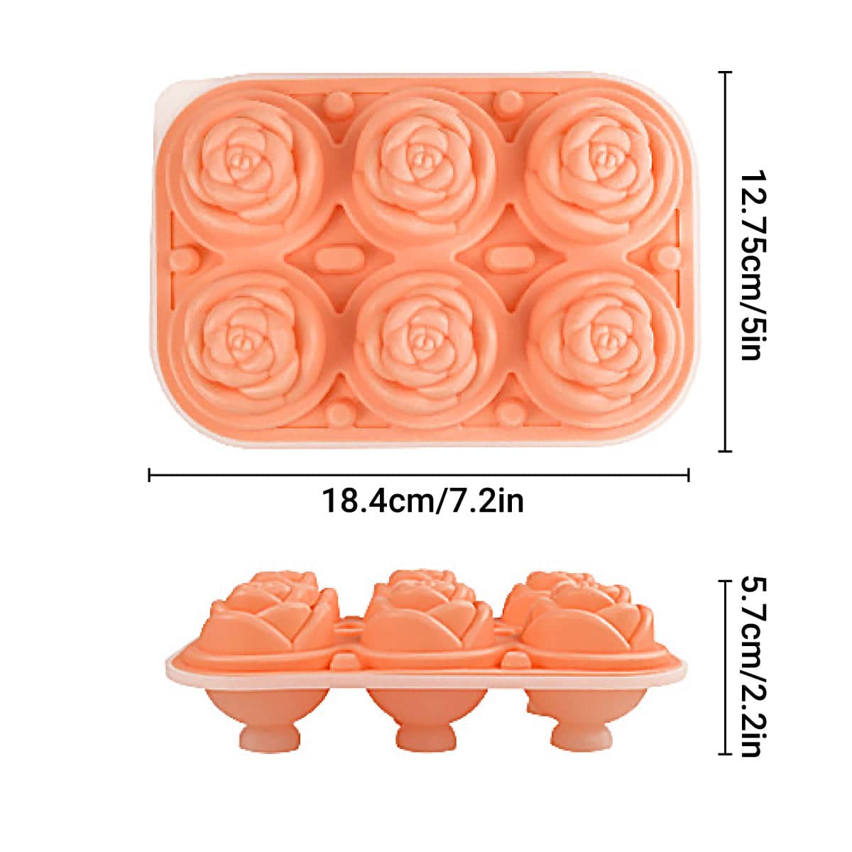 Rose Ice Cube Tray Silicone Mould with Lid - Black - view 4
