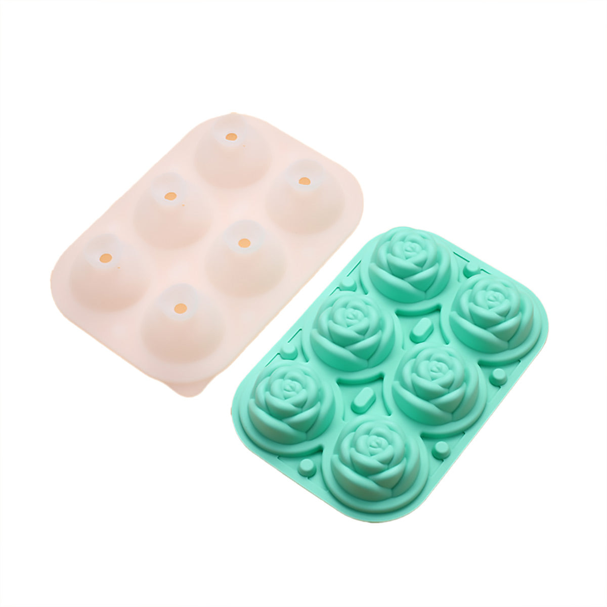 Rose Ice Cube Tray Silicone Mould with Lid - Green