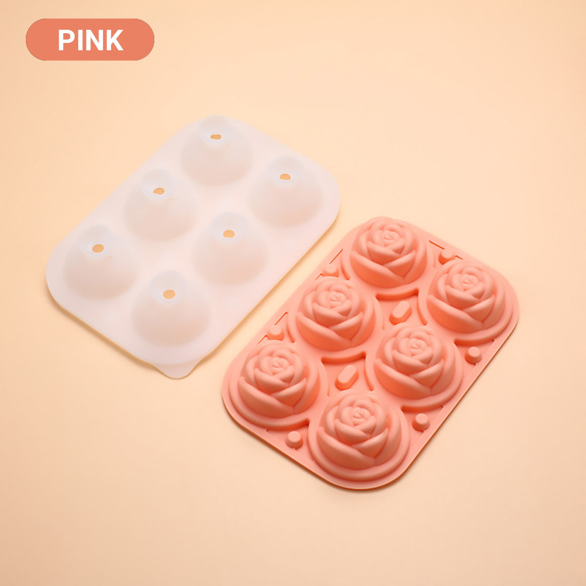 Rose Ice Cube Tray Silicone Mould with Lid - Pink - view 13