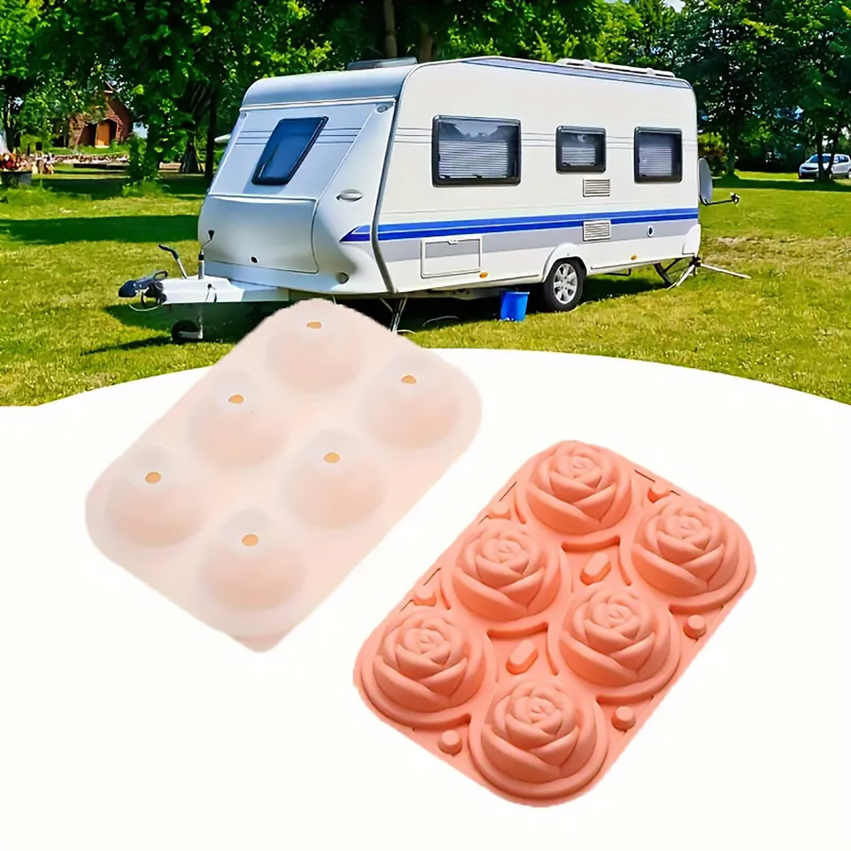 Rose Ice Cube Tray Silicone Mould with Lid - Pink - view 9