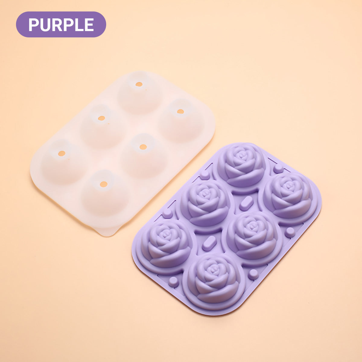 Rose Ice Cube Tray Silicone Mould with Lid - Purple - view 10
