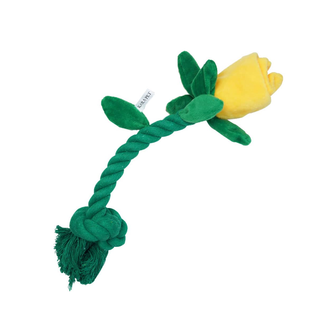 Rose Plush Dog Toy with Durable Cotton Rope and Sound Paper - Yellow