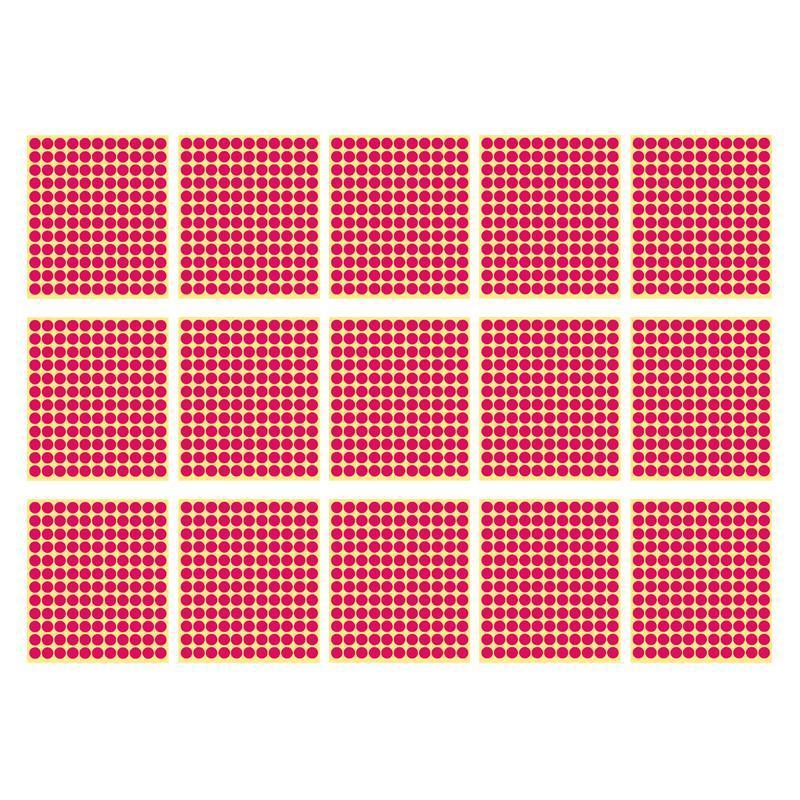 Rose Red Adhesive Round Sticker Dots, 13 mm - 132 Dots per Sheet, 15 Sheets