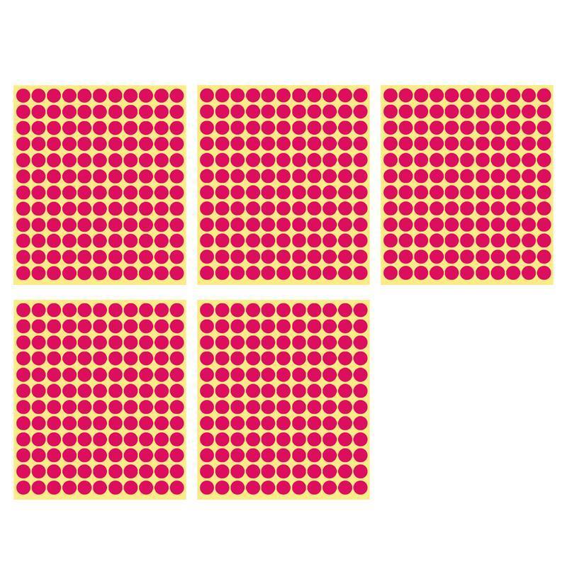 Rose Red Adhesive Round Sticker Dots, 13 mm - 132 Dots per Sheet, 5 Sheets