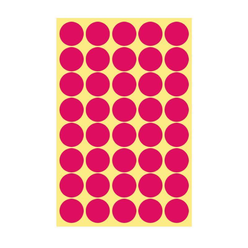 Rose Red Adhesive Round Sticker Dots - 25mm, 40 Dots, 1 Sheet