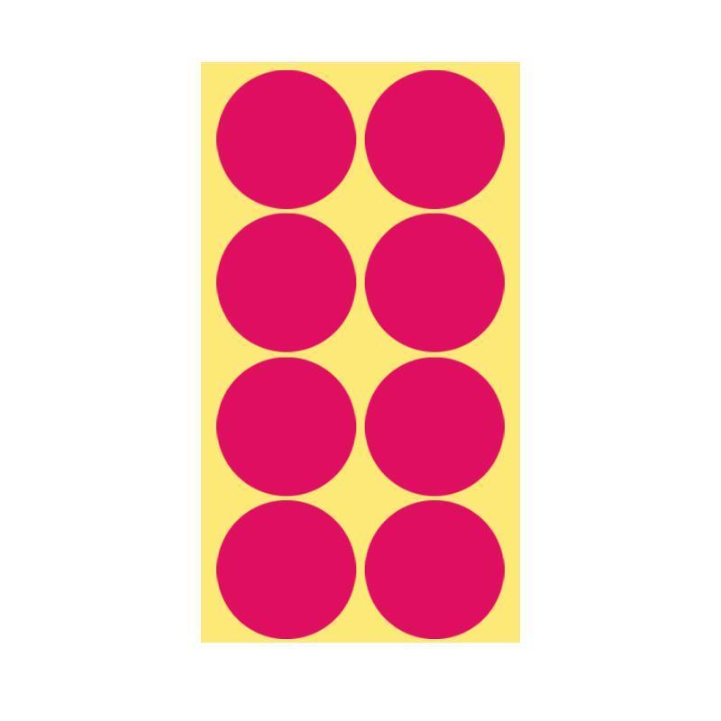 Rose Red Adhesive Round Sticker Dots, 50 mm - 8 Dots per Sheet, 1 Sheet