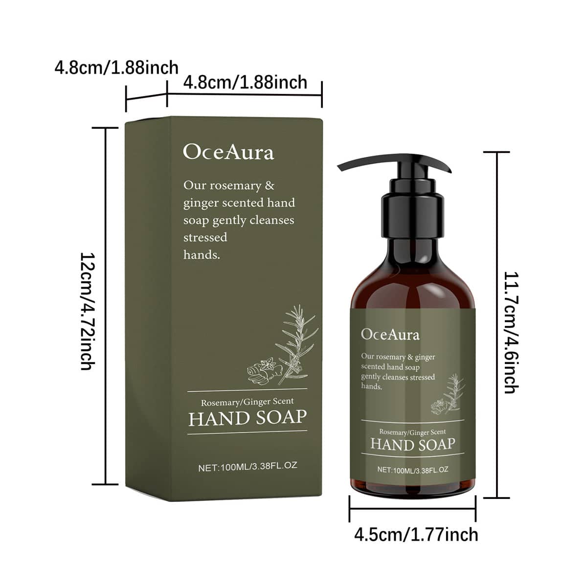 Rosemary Ginger Foaming Liquid Hand Soap, 100ml Pack of 2 - view 3