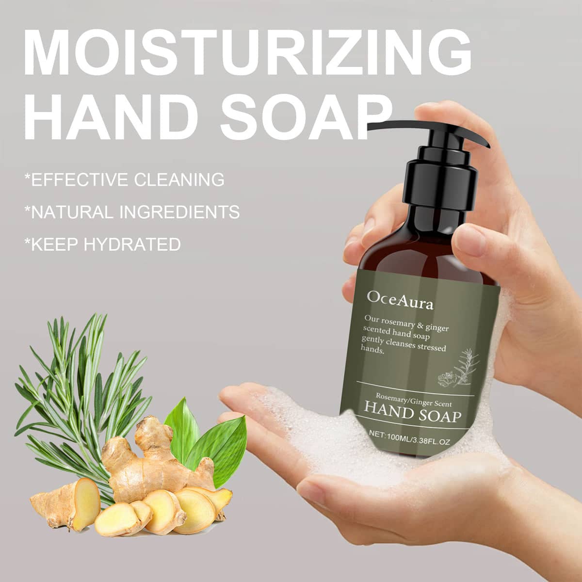 Rosemary Ginger Foaming Liquid Hand Soap, 100ml Pack of 2 - view 4