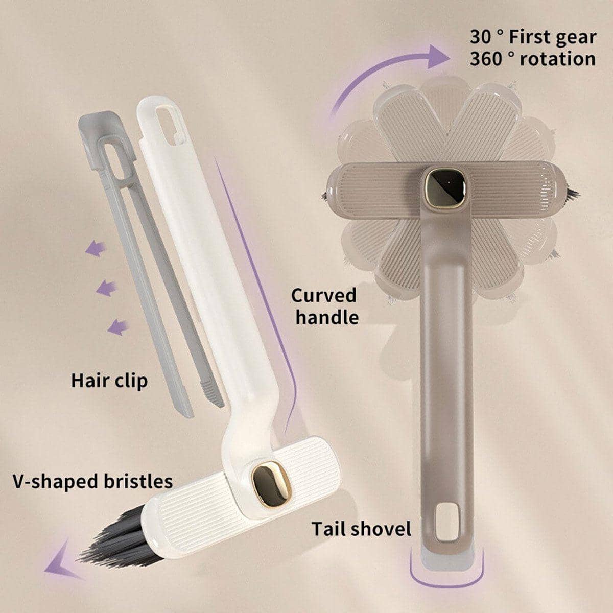 Rotary Bathroom Cleaning Brush with Hard Bristles - Tan - view 5