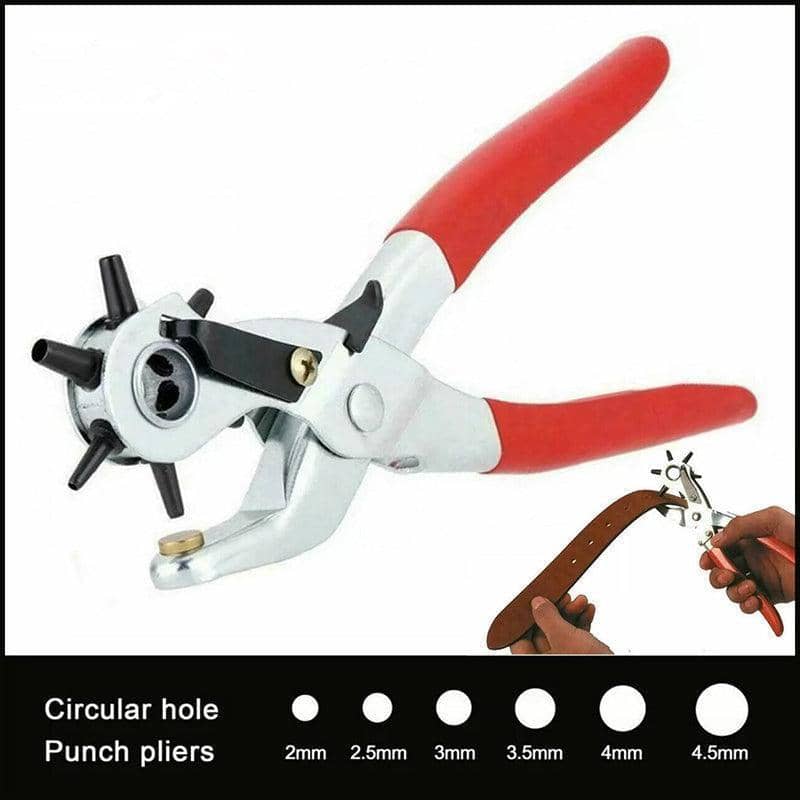 Rotary Leather Hole Punch Plier with 6 Punch Sizes (2 to 4.5 mm)