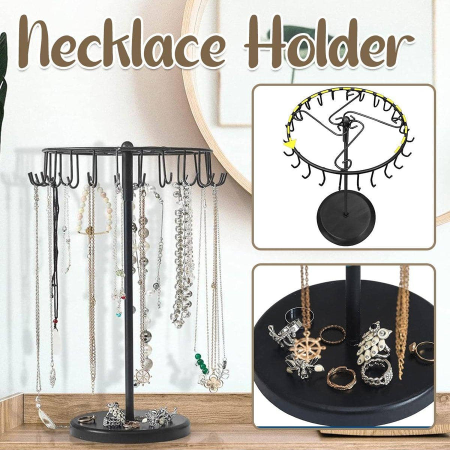 Rotatable Iron Necklace Rack Jewellery Display Stand with 24 Hooks