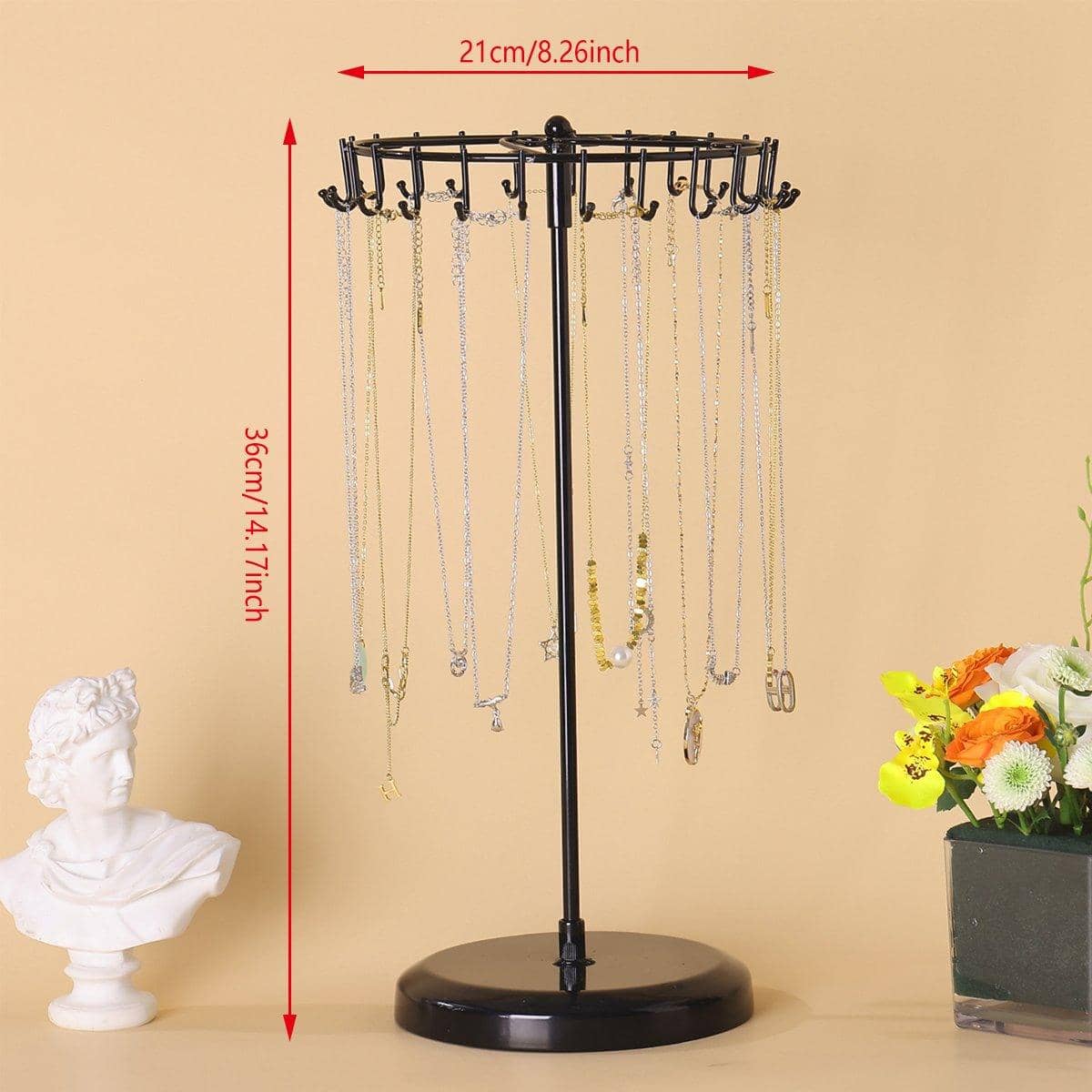 Rotatable Iron Necklace Rack Jewellery Display Stand with 24 Hooks - view 3
