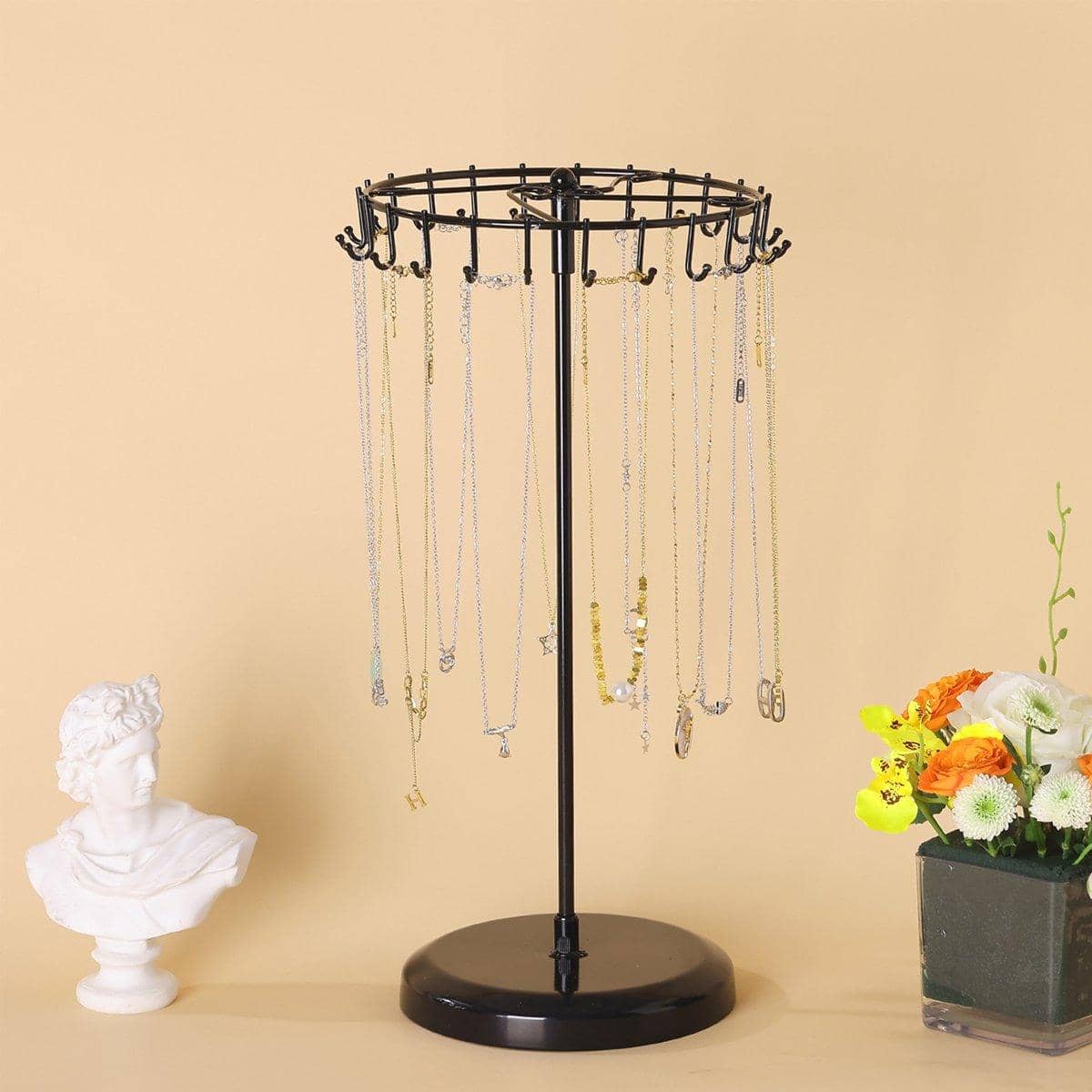Rotatable Iron Necklace Rack Jewellery Display Stand with 24 Hooks - view 4