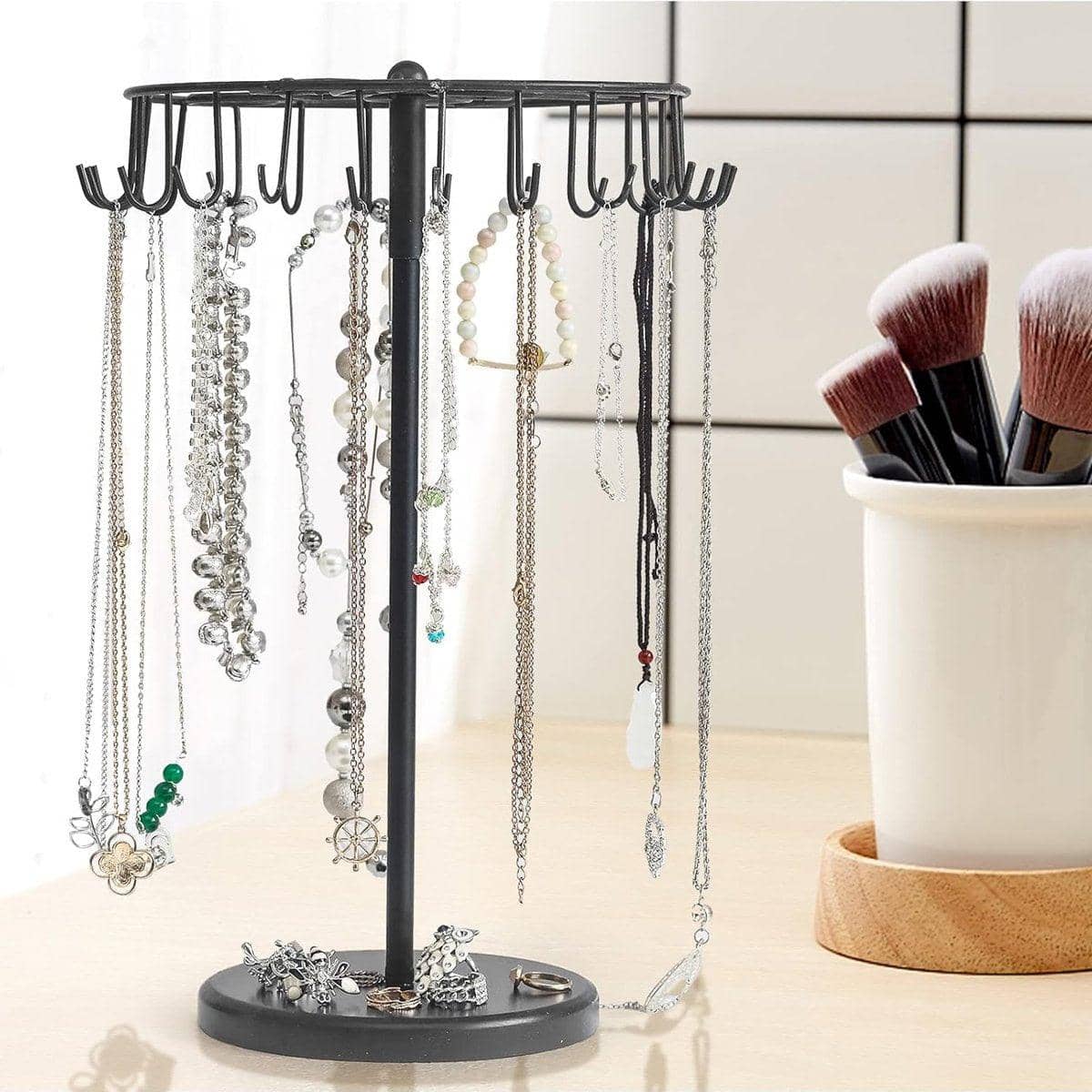 Rotatable Iron Necklace Rack Jewellery Display Stand with 24 Hooks - view 5
