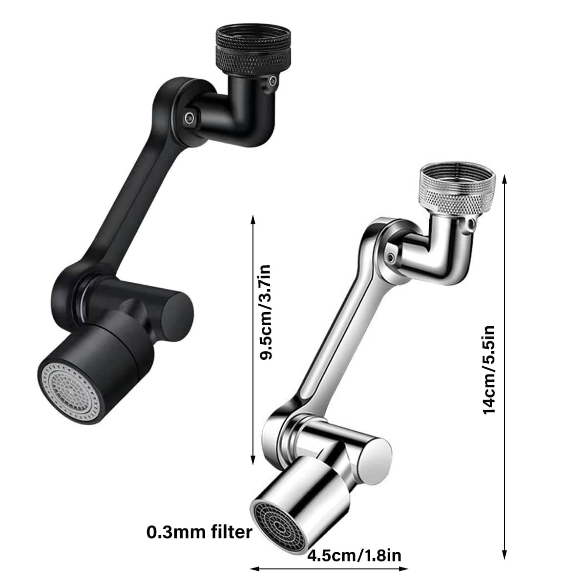 Rotatable Mechanical Arm Faucet Extender with Filter for Kitchen and Bathroom Taps - Black - view 4