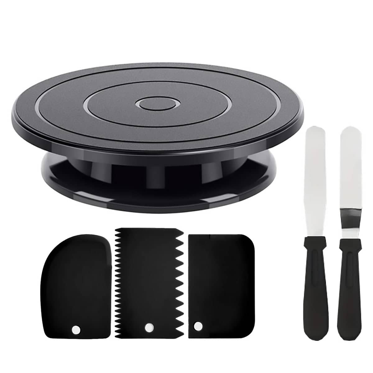 Rotating Cake Turntable Set with Icing Spatula and Decorating Tools - view 2
