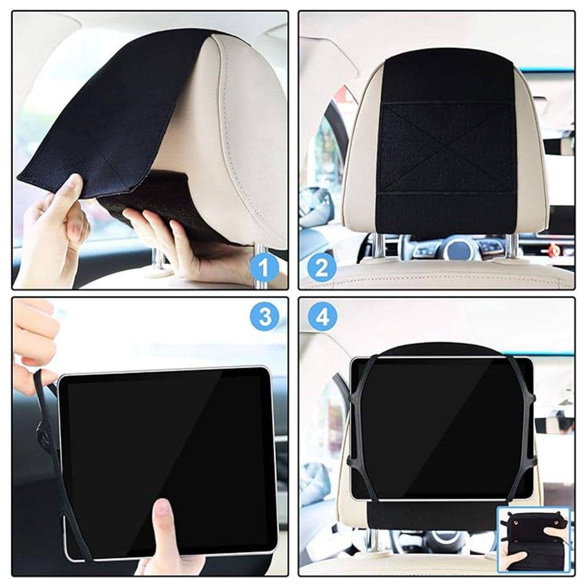 Rotating Car Headrest Tablet Holder, 360 Degree - Black - view 4