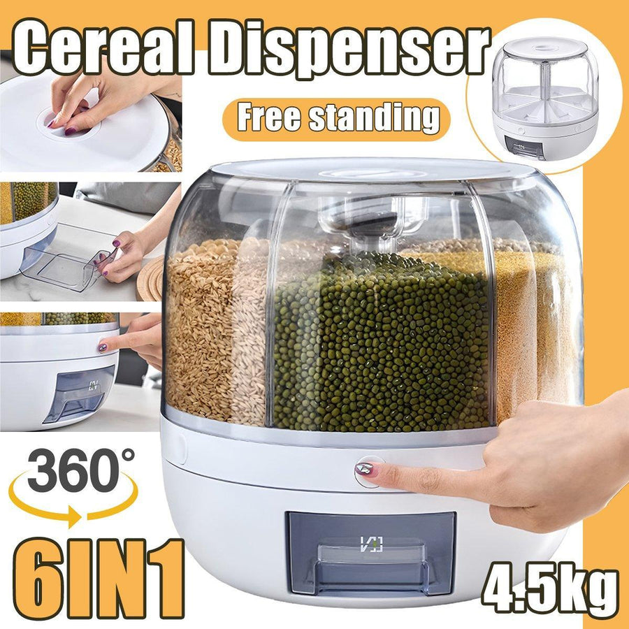Rotating Cereal Dispenser and Grain Storage Box - 4.5 kg Capacity