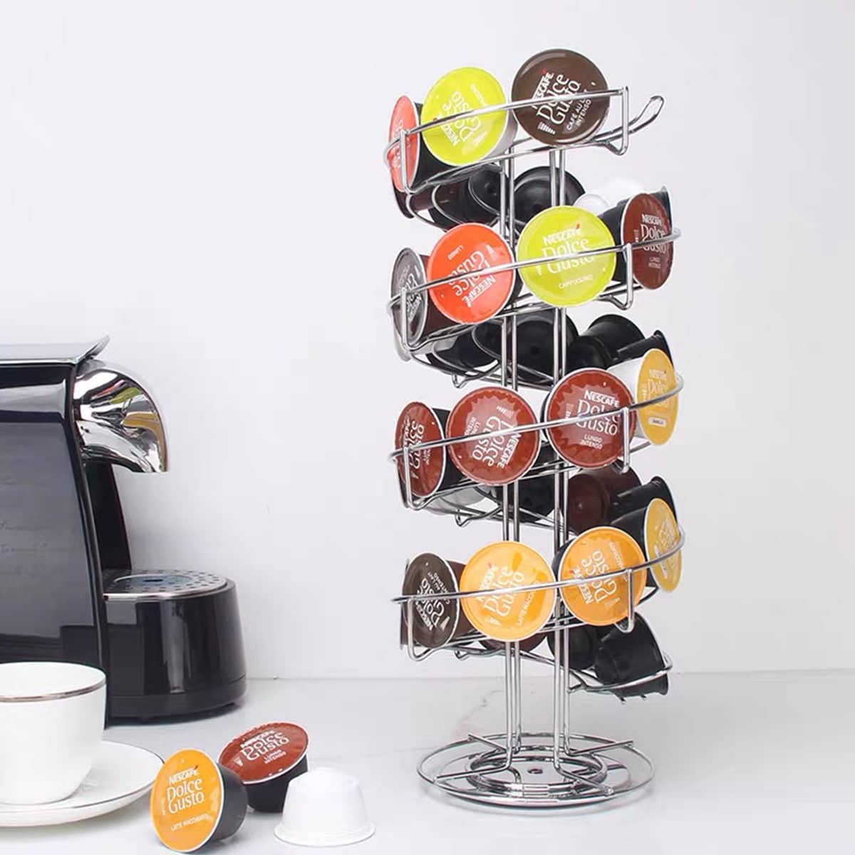 Rotating Coffee Capsule Rack, 360 Degree Spiral Pod Holder - Gold - view 5