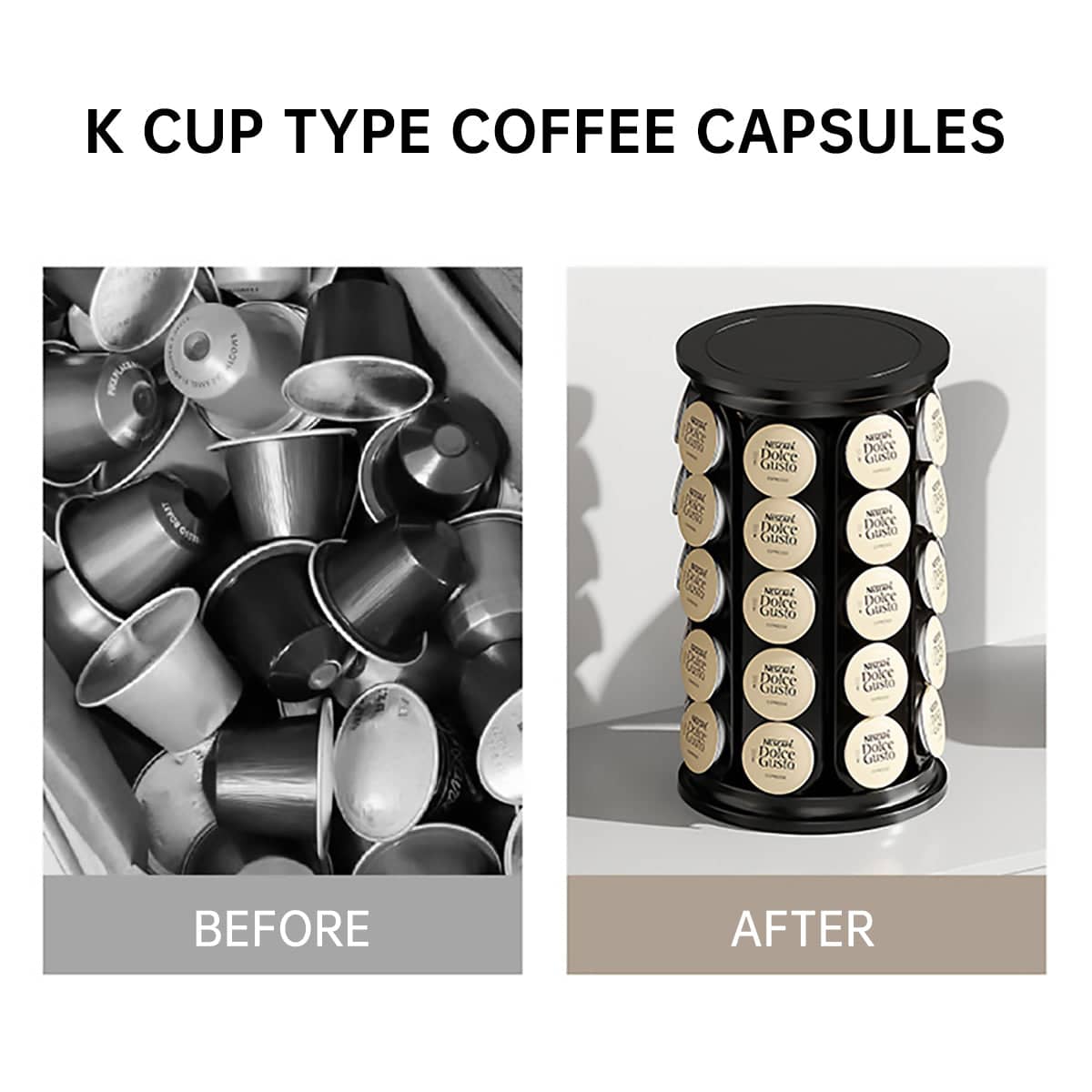 Rotating Coffee Pod Carousel Organiser, 40 Capacity - Black - view 5