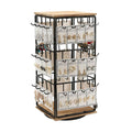 Rotating Earring Display Stand, Wood and Iron, 48 Pairs - Light Brown