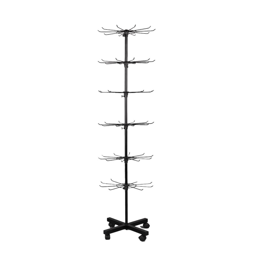 Rotating Jewellery Display Stand with Wheels, Metal Rack - 6 Tier, Black