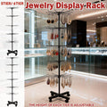 Rotating Jewellery Display Stand with Wheels, Metal Rack - 6 Tier, Black - view 2