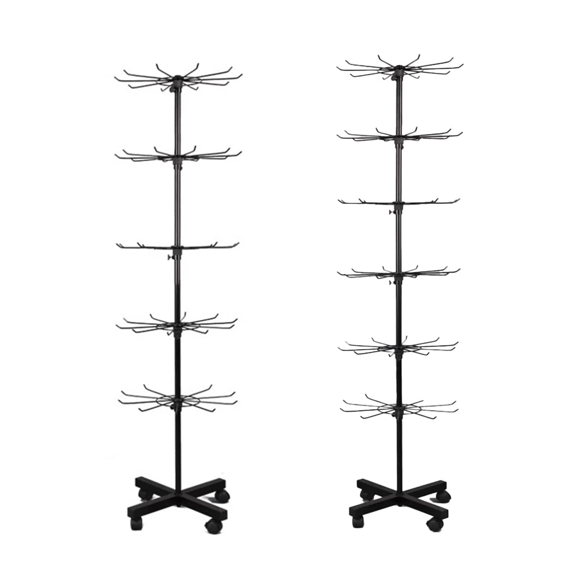 Rotating Jewellery Display Stand with Wheels, Metal Rack - 6 Tier, Black - view 3