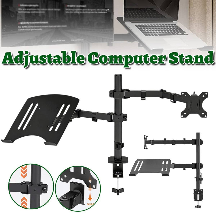 Rotating Monitor Arm with Laptop Stand - Desk Clamp, 15-32 Inch (38-81 cm)