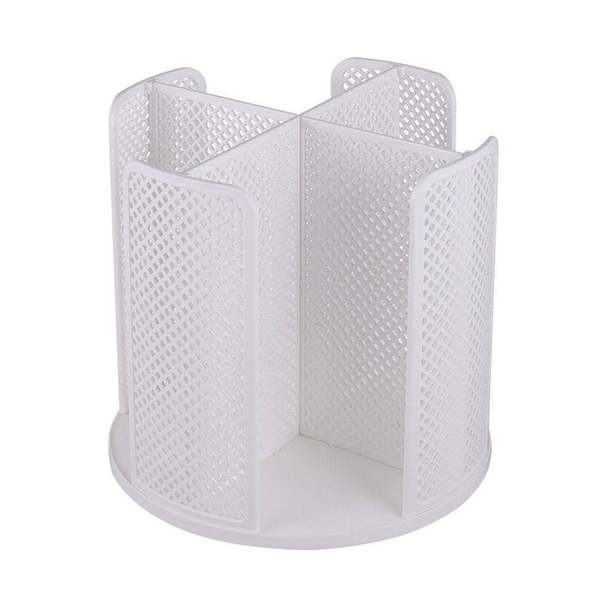 Rotating Paper Cup Holder Organiser with 4 Compartments - White