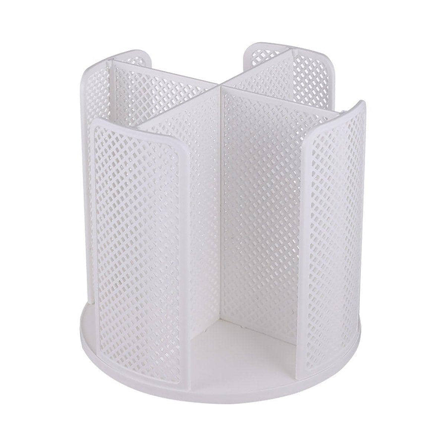 Rotating Paper Cup Holder Organiser with 4 Compartments - White