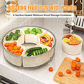 Rotating Snack Box with Lid - Six Compartment Round Fruit Plate for Home