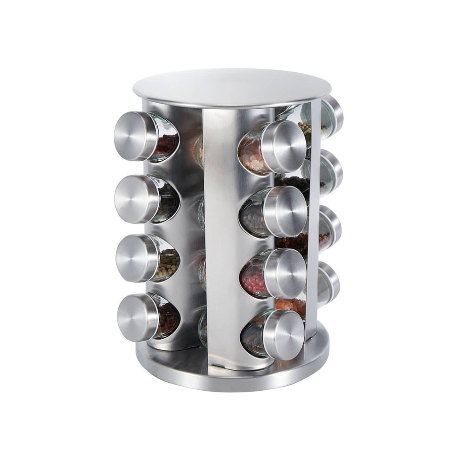 Rotating Spice Rack with Glass Jars, 360 Degree Swivel - Round