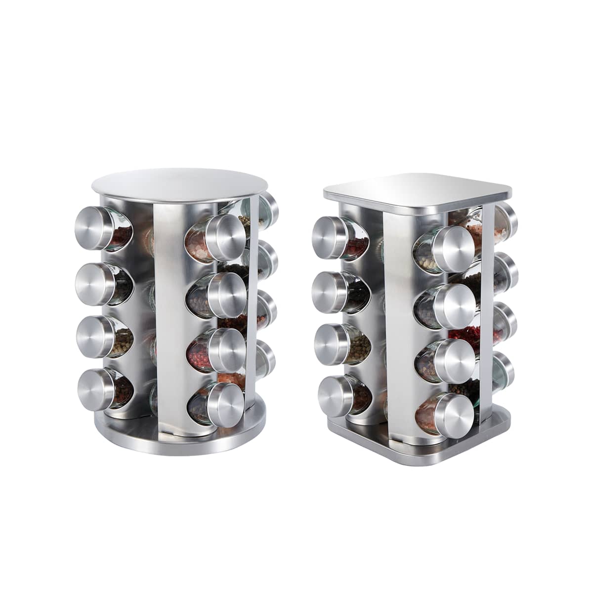 Rotating Spice Rack with Glass Jars, 360 Degree Swivel - Round - view 3