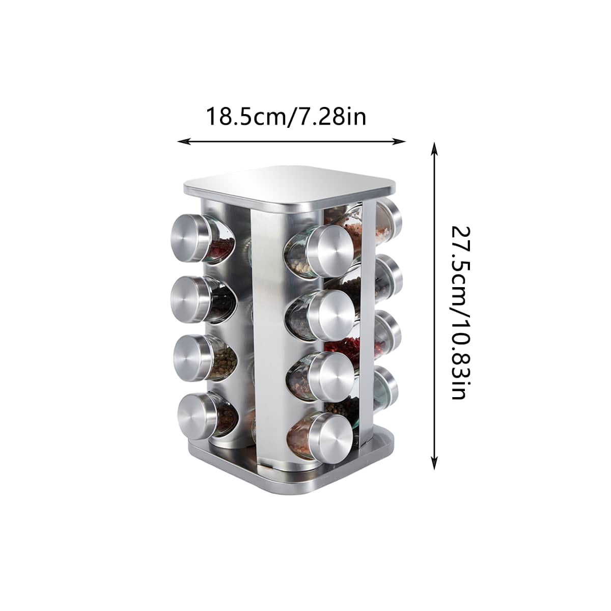 Rotating Spice Rack with Glass Jars, 360 Degree Swivel - Round - view 4