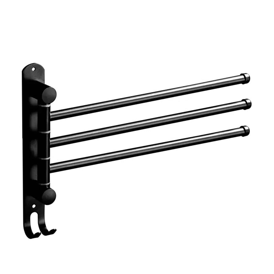 Rotating Towel Rack in Stainless Steel - Black, 3 Rods