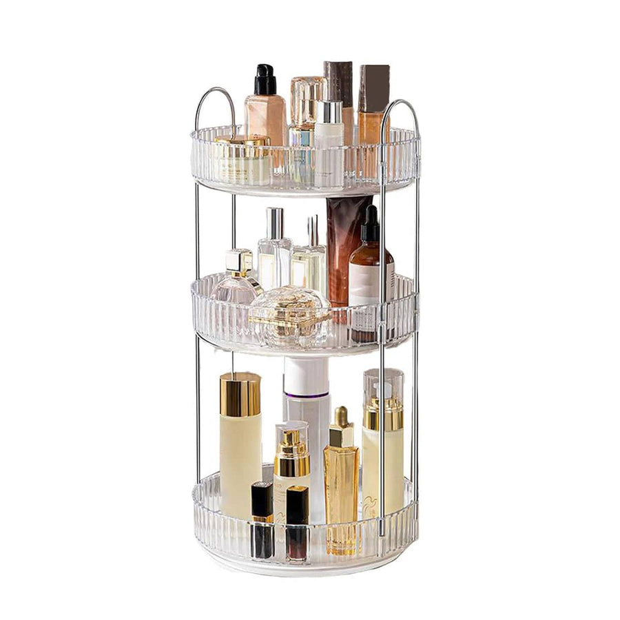 Rotating Vanity Storage Rack 360 Degree Cosmetic Organiser for Makeup and Beauty - White