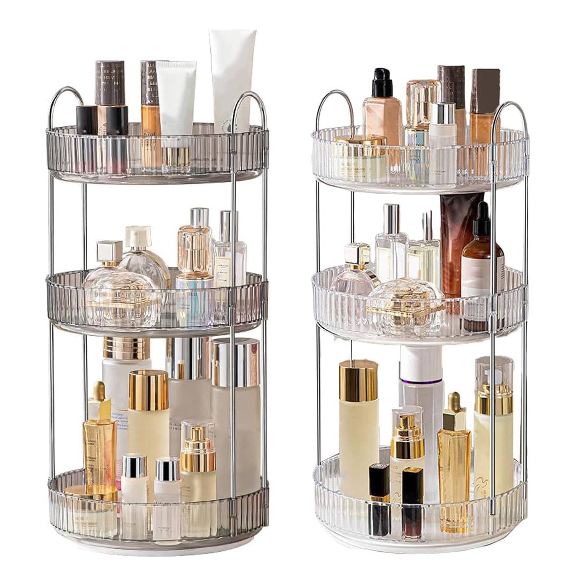 Rotating Vanity Storage Rack 360 Degree Cosmetic Organiser for Makeup and Beauty - White - view 3