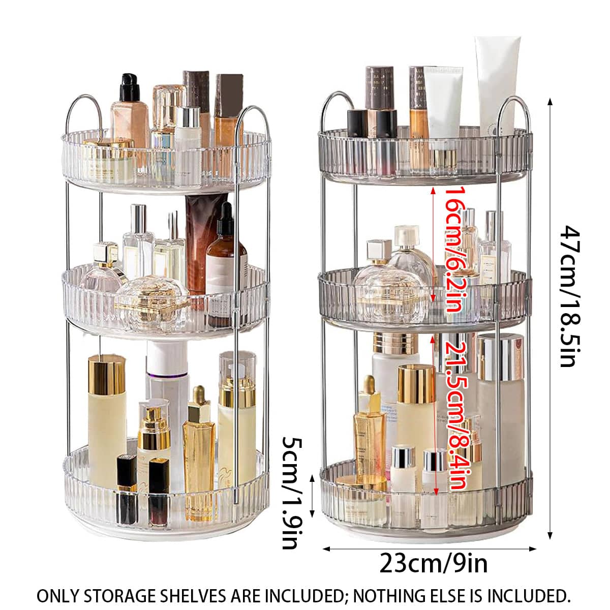 Rotating Vanity Storage Rack 360 Degree Cosmetic Organiser for Makeup and Beauty - White - view 4